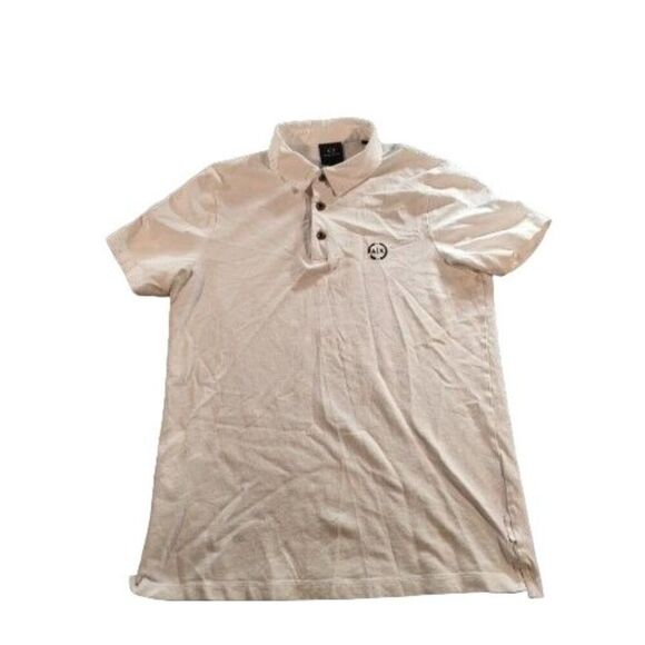 Armani Exchange Polo Men Sz M White Short Sleeve Designer‎ Preppy Workwear - Picture 1 of 7